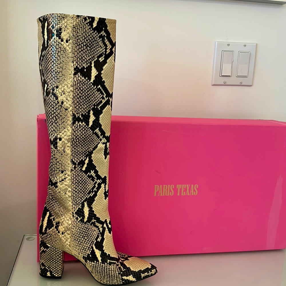 Designer Paris Texas Snakeskin Knee-high Boots 6.5 (like new)